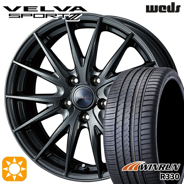 4/10ﾎﾟｲﾝﾄ10倍★マークX スカイライン 225/45R18 95W XL ウィンラン R330 Weds ヴェルバスポルト2 ディープメタルII 18インチ 7.5J 5H114.3 サマータイヤホイールセット