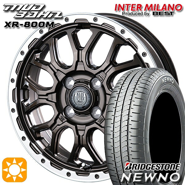 4/10ﾎﾟｲﾝﾄ10倍★165/50R15 73V ブリヂストン ニューノ インターミラノ マッドバーン XR-800M GBR/RP 15インチ 4.5J 4H100 サマータイヤホイールセット