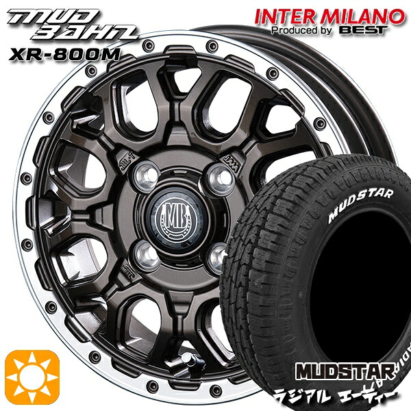 軽トラ軽バン用 145/80R12 80/78N LT マッドスター ラジアル A/T ホワイトレター インターミラノ マッドバーン XR-800M GBR/RP 12インチ 新品サマータイヤホイール 4本セット 送料無料