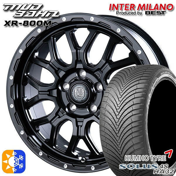 225/60R17 103V XL クムホ ソルウス 4S HA32 SUV インターミラノ マッドバーン XR-800M MBK/PP 17インチ 7.0J 5H114.3 オールシーズンタイヤホイールセット