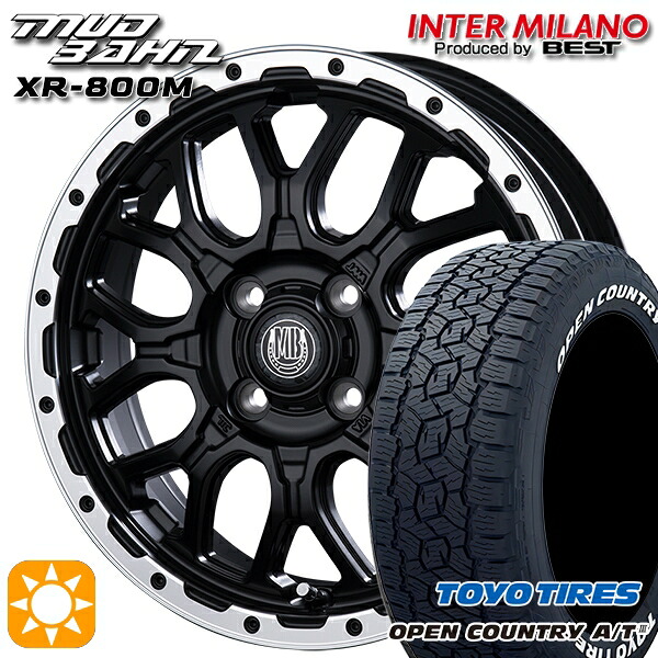4/10ﾎﾟｲﾝﾄ10倍★アゲ軽 165/80R14 97/95N トーヨー オープンカントリーA/T3 ホワイトレター インターミラノ マッドバーン XR-800M MBK/RP 14インチ 4.5J 4H100 サマータイヤホイールセット