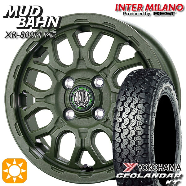 軽トラ 145/80R12 80/78N ヨコハマ ジオランダーKT Y828C インターミラノ マッドバーン XR-800M ME チッピンググリーン（CGR）12インチ 4.0J 4H100 +42 サマータイヤホイールセット｜タイヤホイール激安王国