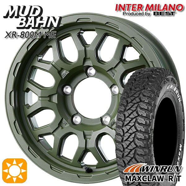 ジムニーJB23/64 185/85R16 105/103N ウィンラン マックスクロウ R/T ホワイトレター インターミラノ マッドバーン XR-800M ME チッピンググリーン（CGR）16インチ 5.5J 5H139.7 +20 サマータイヤホイールセット｜タイヤホイール激安王国