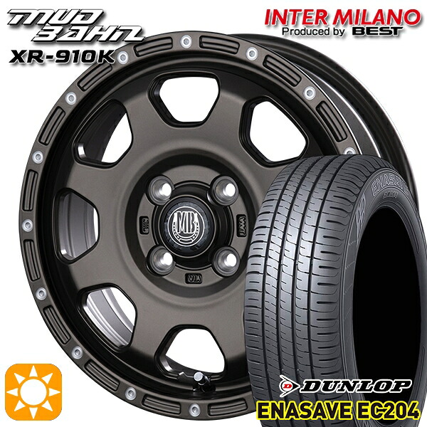 4/20ﾎﾟｲﾝﾄ10倍★165/60R15 77Q ダンロップ エナセーブ EC204 インターミラノ マッドバーン XR-910K MBR/PP 15インチ 4.5J 4H100 サマータイヤホイールセット