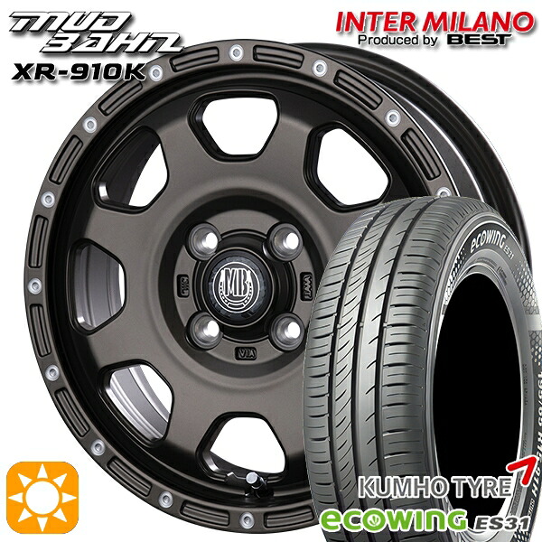 155/65R14 75T クムホ エコウィング ES31 インターミラノ マッドバーン XR-910K MBR/PP 14インチ 4.5J 4H100 サマータイヤホイールセット|タイヤホイール激安王国