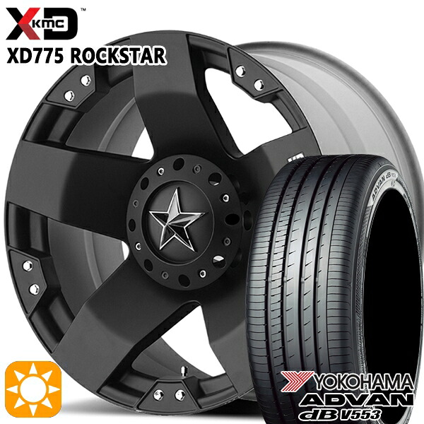 225/65R17 106V XL ヨコハマ アドバンデシベル V553 KMC XD775 ROCKSTAR 17インチ 8.0J 5H114.3 マットブラック サマータイヤホイールセット