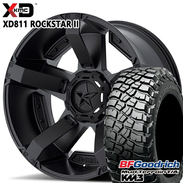 JEEPラングラー 265/65R17 120/117Q RBL BFグッドリッチ マッドテレーン T/A KM3 KMC XD811 ROCKSTAR II 17インチ 8.0J 5H127 MATTEBLACK(w/Matte BK Accents) サマータイヤホイールセット