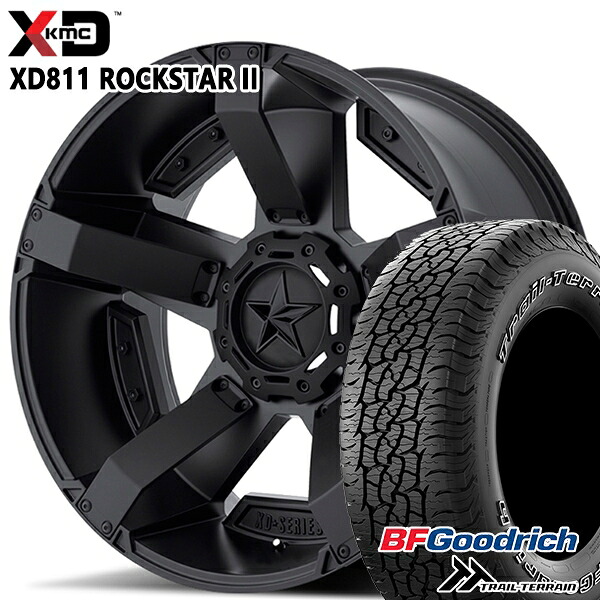 JEEPラングラー 265/65R17 112T ORWL BFグッドリッチ トレールテレーン KMC XD811 ROCKSTAR II 17インチ 8.0J 5H127 MATTEBLACK(w/Matte BK Accents) サマータイヤホイールセット