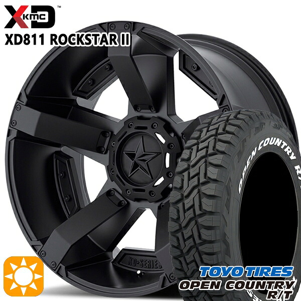 265/65R17 112Q トーヨー オープンカントリー R/T ホワイトレター KMC XD811 ROCKSTAR II 17インチ 8.0J 6H139.7 MATTEBLACK(w/Matte BK Accents) サマータイヤホイールセット｜タイヤホイール激安王国