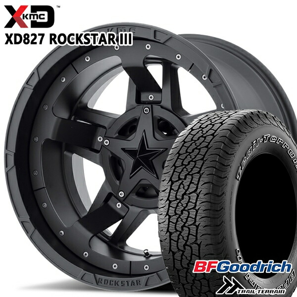 4/10ﾎﾟｲﾝﾄ10倍★225/65R17 102T ORWL BFグッドリッチ トレールテレーン KMC XD827 ROCKSTAR III 17インチ 8.0J 5H114.3 MATTE BLACK(w/Black Accents) サマータイヤホイールセット