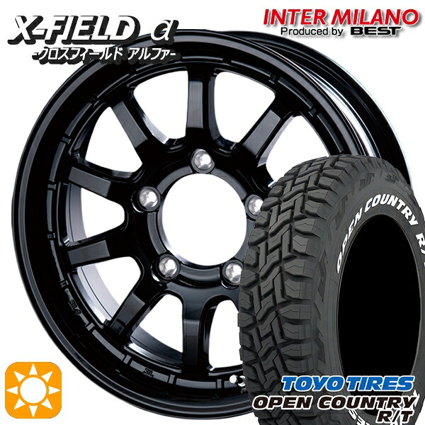 ジムニーJB23/64 225/70R16 102/99Q トーヨー オープンカントリーR/T インターミラノ クロスフィールドアルファ ブラック 16インチ 5.5J 5H139.7 +20 サマータイヤホイールセット|タイヤホイール激安王国