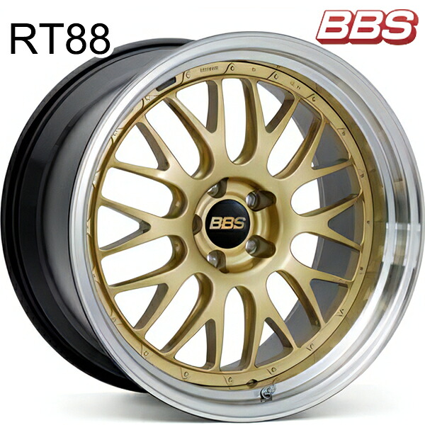 BBS RT88 【RT88-053】 サイズ：20インチ 9.0J HOLE/PCD：純正部品を使用 インセット：51.6 カラー：モータースポーツゴールド×ブラックブライトダイヤカット（MSGL-BKBD） 対応車種：PORSCHE 911GT3(991)