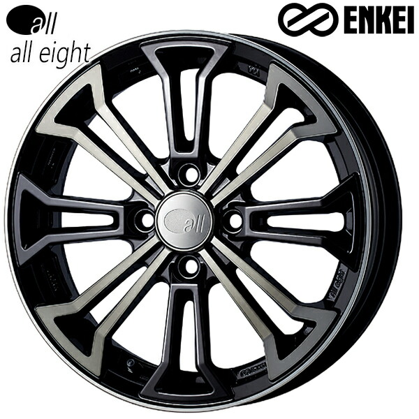 15インチ 5.0J 4H100 +45 ENKEI エンケイ オールエイト all eight ブラッククリア アルミホイール単品 4本(1台分)送料無料 |タイヤホイール激安王国