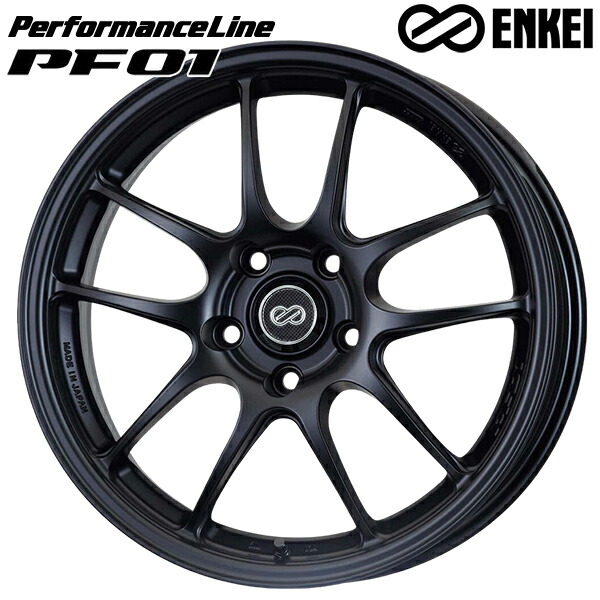 16インチ 7.0J 4H100 +43 ENKEI エンケイ パフォーマンスライン PF01 マットブラック アルミホイール単品 4本(1台分)送料無料