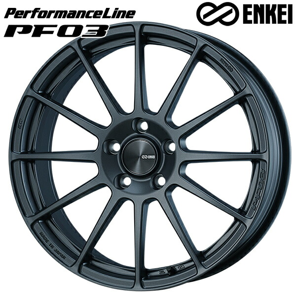 17インチ 7.0J 5H107 +48 ENKEI エンケイ パフォーマンスライン PF03 マットダークガンメタ アルミホイール単品 4本（1台分）送料無料