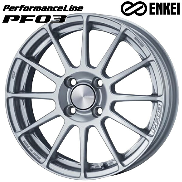 15インチ 6.0J 4H100 +38 ENKEI エンケイ パフォーマンスライン PF03 スパークルシルバー アルミホイール単品 1本 4本以上送料無料