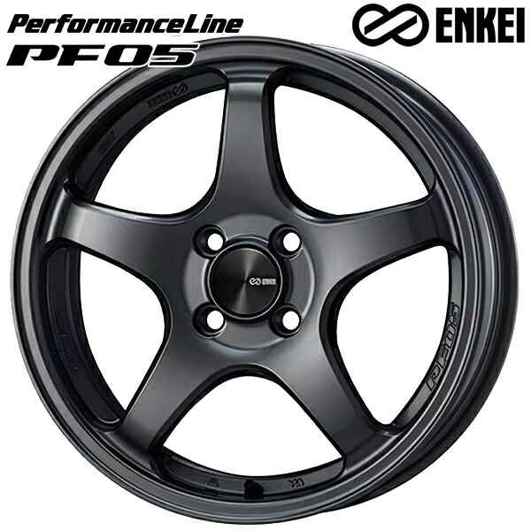 17インチ 7.0J 4H100 +45 ENKEI エンケイ パフォーマンスライン PF05 ダークシルバー アルミホイール単品 4本（1台分）送料無料