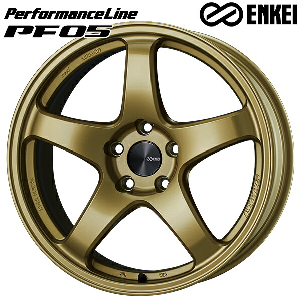 17インチ 7.5J 5H100 +45 ENKEI エンケイ パフォーマンスライン PF05 ゴールド アルミホイール単品 4本（1台分）送料無料 ｜タイヤホイール激安王国