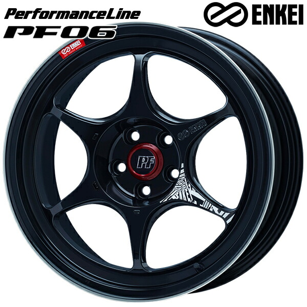 15インチ 8.0J 5H114.3 +35 ENKEI エンケイ パフォーマンスライン PF06 マシニングブラック アルミホイール単品 4本（1台分）送料無料