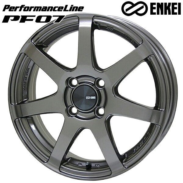 17インチ 7.0J 4H100 +48 ENKEI エンケイ パフォーマンスライン PF07 ダークシルバー アルミホイール単品 4本（1台分）送料無料