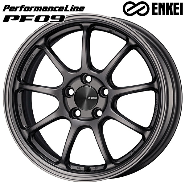 16インチ 6.5J 5H100 +38 ENKEI エンケイ パフォーマンスライン PF09 ダークシルバー アルミホイール単品 4本（1台分）送料無料