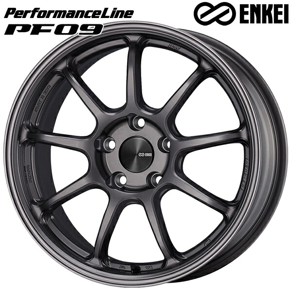 17インチ 7.0J 5H100 +45 ENKEI エンケイ パフォーマンスライン PF09 ダークシルバー アルミホイール単品 4本（1台分）送料無料