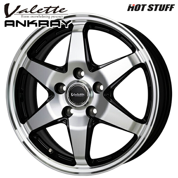ホットスタッフ ヴァレット アンクレイ サイズ：15インチ 6.0J HOLE/PCD：5H 114.3 インセット：53 カラー：ブラックポリッシュ（BP） アルミホイール単品 4本（1台分）送料無料 ｜タイヤホイール激安王国