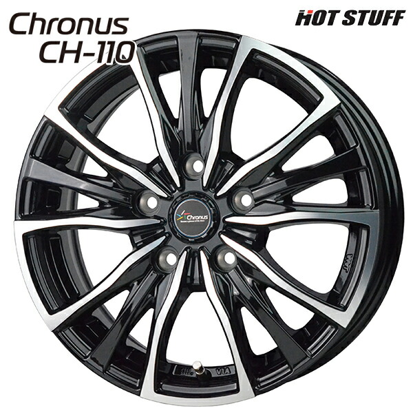 ホットスタッフ クロノス CH110 サイズ：15インチ 6.0J HOLE/PCD：5H 114.3 インセット：53 カラー：メタリックブラックポリッシュ（MB/P） アルミホイール単品 1本 4本以上送料無料