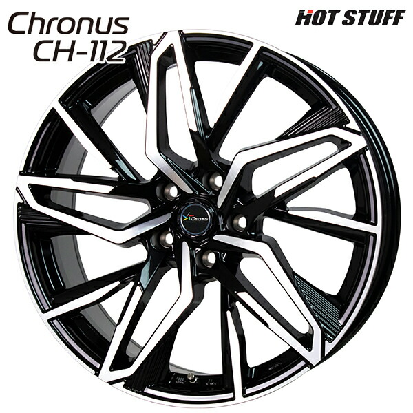 ホットスタッフ クロノス CH112 サイズ：19インチ 8.0J HOLE/PCD：5H 114.3 インセット：35 カラー：メタリックブラックポリッシュ（MB/P） アルミホイール単品 1本 4本以上送料無料