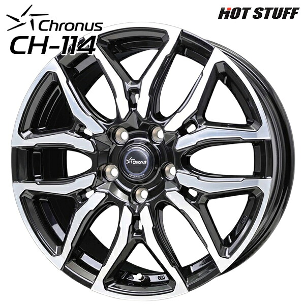 ホットスタッフ クロノス CH114 サイズ:18インチ 8.0J HOLE/PCD:5H 114.3 インセット:42 カラー:ブラックポリッシュ(BK/P) アルミホイール単品 4本(1台分)送料無料