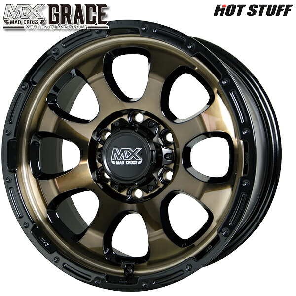 15インチ 6.0J 6H139.7 +44 HotStuff ホットスタッフ マッドクロスグレイス ブロンズクリア/リムブラック アルミホイール単品 4本（1台分）送料無料