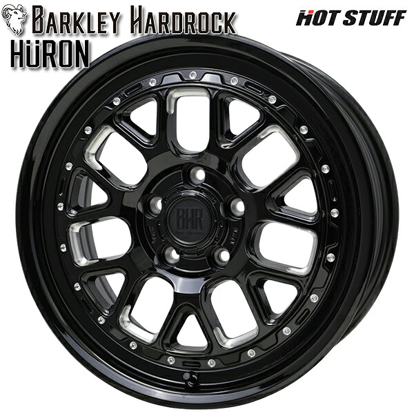 ホットスタッフ バークレイハードロック ヒューロン サイズ：16インチ 7.0J HOLE/PCD：5H 114.3 インセット：38 カラー：グロスブラック（GB/M） アルミホイール単品 1本 4本以上送料無料