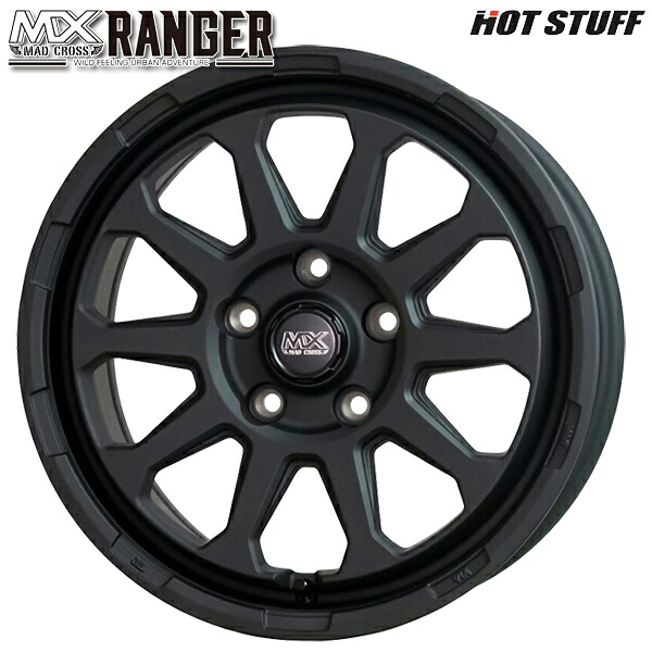 16インチ 7.0J 5H114.3 +38 HotStuff ホットスタッフ マッドクロス レンジャー マットブラック アルミホイール単品 1本 4本以上送料無料