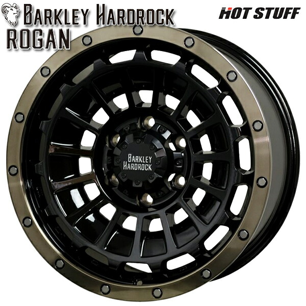 ホットスタッフ バークレイハードロック ローガン サイズ：18インチ 8.0J HOLE/PCD：6H 139.7 インセット：20 カラー：ブラック&リムポリッシュ+ブロンズクリア（BK/BRC） アルミホイール単品 4本（1台分）送料無料
