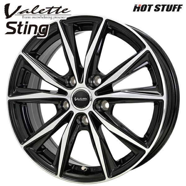ホットスタッフ ヴァレット スティング サイズ:15インチ 6.0J HOLE/PCD:5H 100 インセット:43 カラー:ブラックポリッシュ(BK/P) アルミホイール単品 4本(1台分)送料無料 |タイヤホイール激安王国