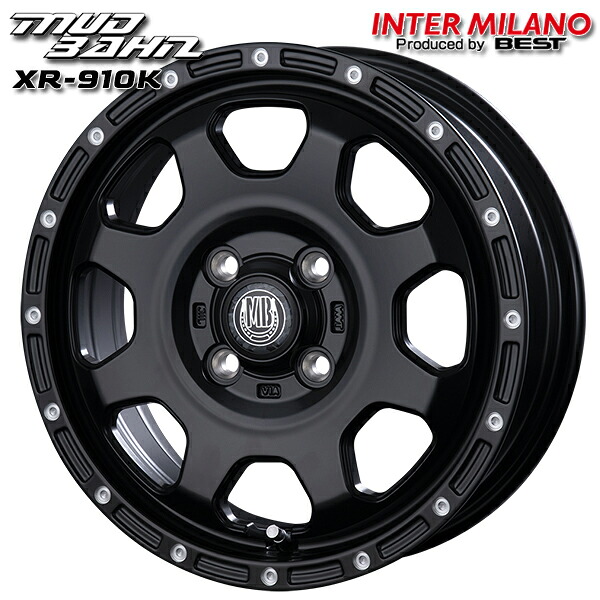12インチ 4.0J 4H100 +42 インターミラノ マッドバーン XR-910K MBK/PP(マットブラック/ピアスポリッシュ) アルミホイール単品 1本 4本以上送料無料 個人宅発送不可 |タイヤホイール激安王国