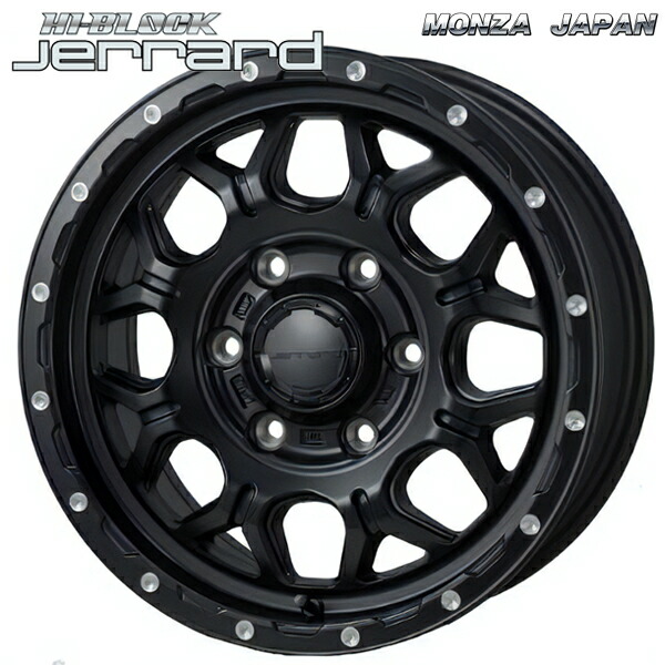 16インチ 6.5J 6H139.7 +38 MONZA モンツァ ハイブロック ジェラード サテンブラック/ミーリング アルミホイール単品 1本 4本以上送料無料