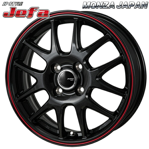 16インチ 6J 4H100 +42 MONZA モンツァ JPスタイル ジェファ パールブラックレッドライン アルミホイール単品 4本(1台分) 送料無料 |タイヤホイール激安王国