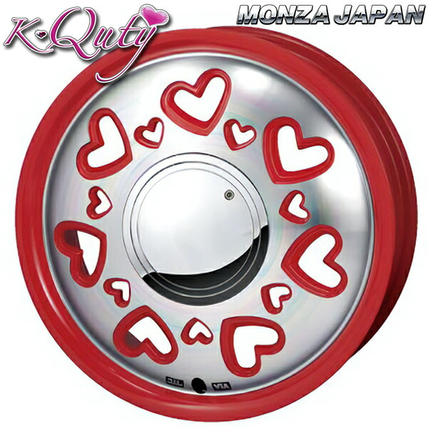 4/10ﾎﾟｲﾝﾄ10倍★15インチ 4.5J 4H100 +43 MONZA モンツァ K-Quty ケーキューティー レッドポリッシュ アルミホイール単品 1本 4本以上送料無料