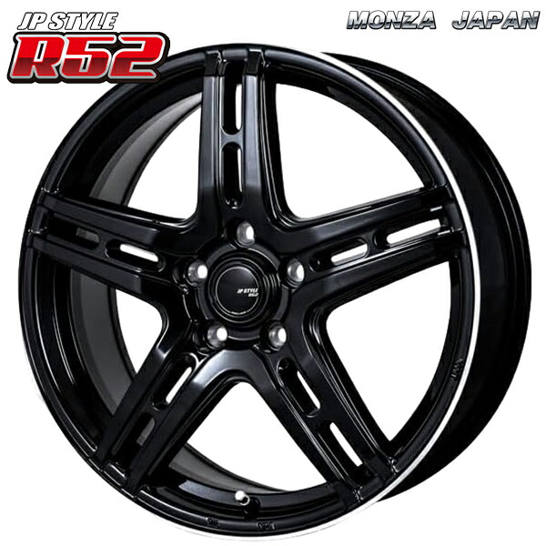 15インチ 6.0J 5H100 +43 MONZA モンツァ JPスタイル R52 パールブラック/フランジカットポリッシュ アルミホイール単品 1本 4本以上送料無料