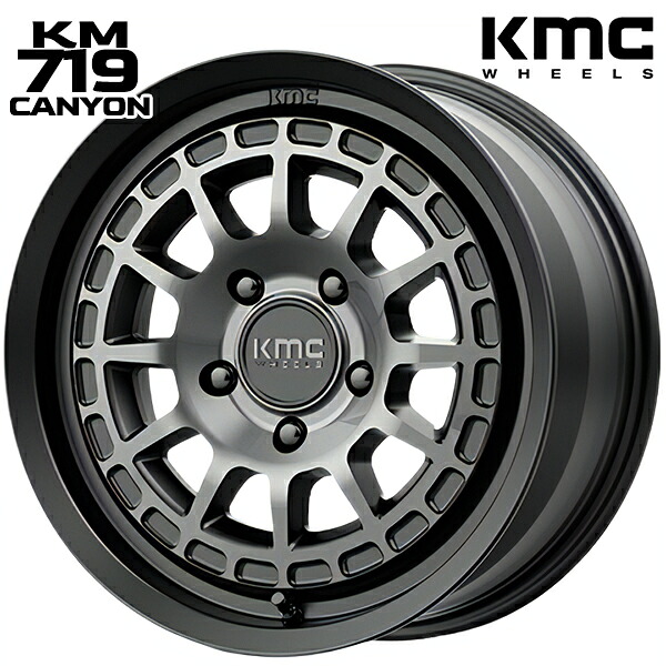 【17インチ 8.0J 5H114.3 +35】KM719 CANYON / SATIN BLACK WITH GRAY TINT(サテンブラックウィズグレーティント) アルミホイール単品 4本(1台分)送料無料|タイヤホイール激安王国