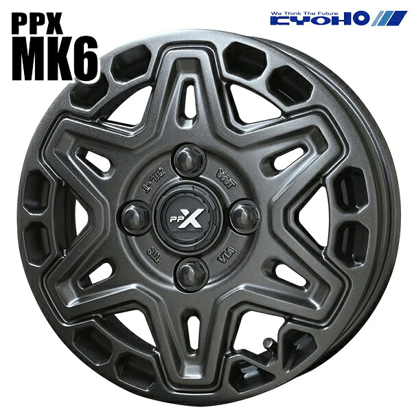 【15インチ 4.5J 4H100 +45】KYOHO PPX MK6 ステルスグレーメタリック アルミホイール単品 1本 4本以上送料無料