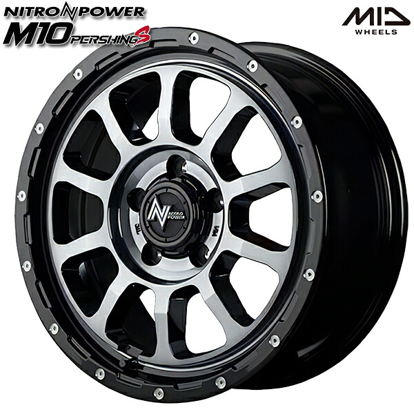 16インチ 7.0J 5H114.3 +40 MID ナイトロパワー M10パーシングS ブラック/DC+マシニング/ブラッククリア アルミホイール単品 4本（1台分） 送料無料 ｜タイヤホイール激安王国