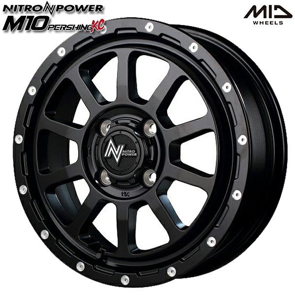 15インチ 5.0J 4H100 +45 MID ナイトロパワー M10パーシングKC セミグロスブラック/マシニング アルミホイール単品 1本 4本以上送料無料 ｜タイヤホイール激安王国