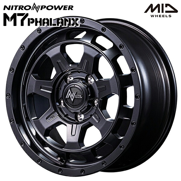 ナイトロパワー M7ファランクス サイズ：17インチ 7.0J HOLE/PCD：5H 114.3 インセット：42 カラー：バレルブラック（BBK） アルミホイール単品 4本（1台分）送料無料