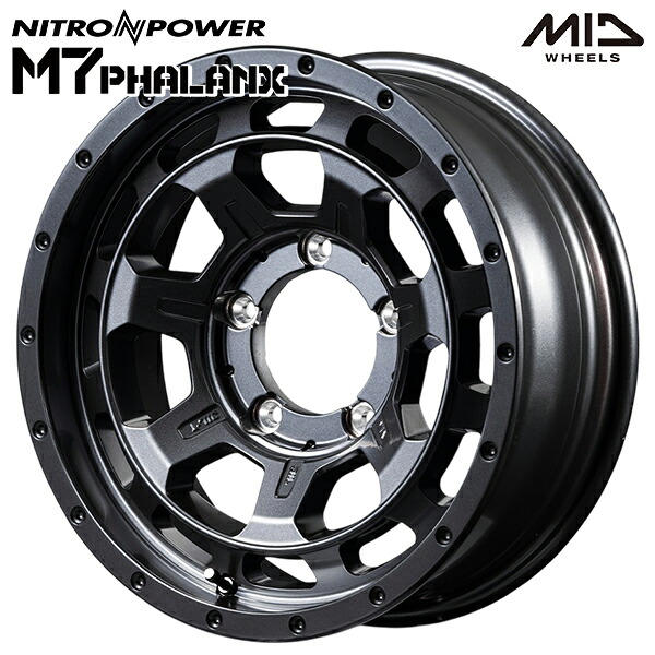 ナイトロパワー M7ファランクス サイズ：16インチ 6.0J HOLE/PCD：5H 139.7 インセット：-5 カラー：バレルブラック（BBK） アルミホイール単品 1本 4本以上送料無料 ｜タイヤホイール激安王国