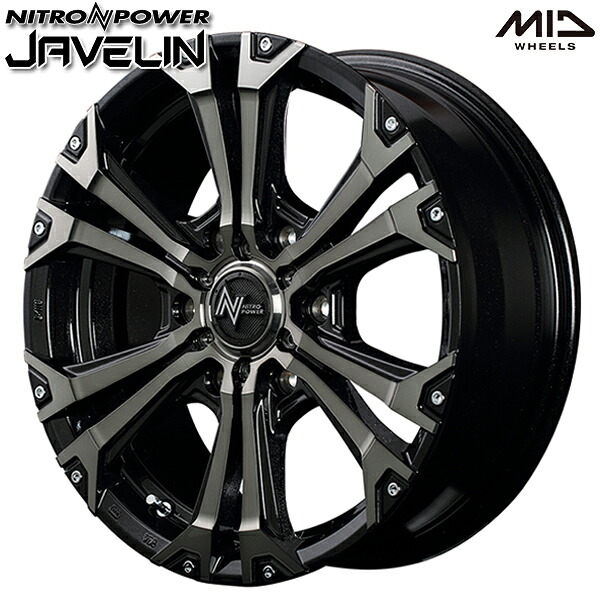 17インチ 8.0J 6H139.7 +20 MID ナイトロパワー ジャベリン BKメタリックポリッシュ/BC/ピアスミルド アルミホイール単品 4本（1台分） 送料無料