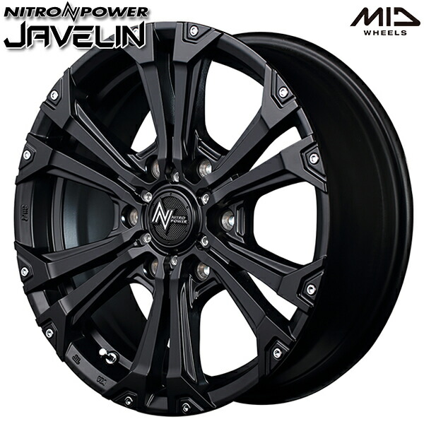 17インチ 8.0J 6H139.7 +20 MID ナイトロパワー ジャベリン セミグロスブラック/ピアスミルド アルミホイール単品 4本（1台分） 送料無料 71,368円