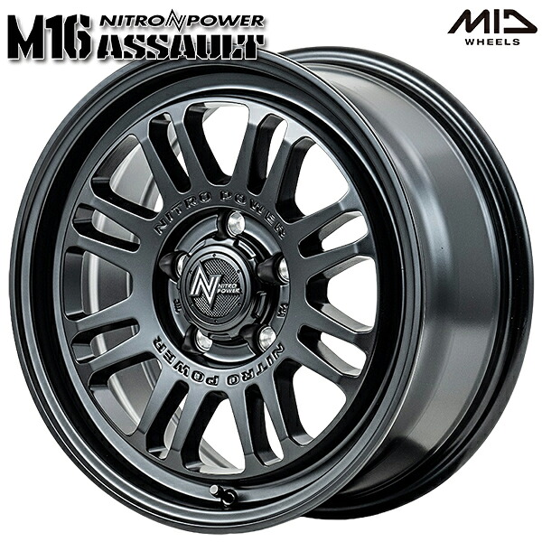 17インチ 7.0J 5H114.3 +42 MID ナイトロパワー M16 アサルト セミグロスブラック アルミホイール単品 1本 4本以上送料無料 |タイヤホイール激安王国