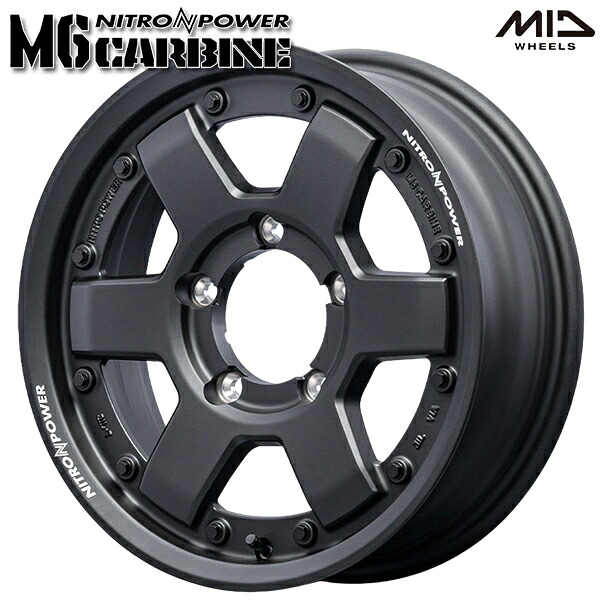 16インチ 5.5J 5H139.7 +20 MID ナイトロパワー M6 カービン ガンブラック アルミホイール単品 4本(1台分)送料無料 |タイヤホイール激安王国
